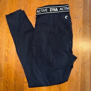 ZYIA womens Black Active Leggings with Branded Waistband